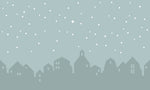 Tapet personalizat inspiratie scandinava pentru copii cu cer instelat peste oras city under the stars