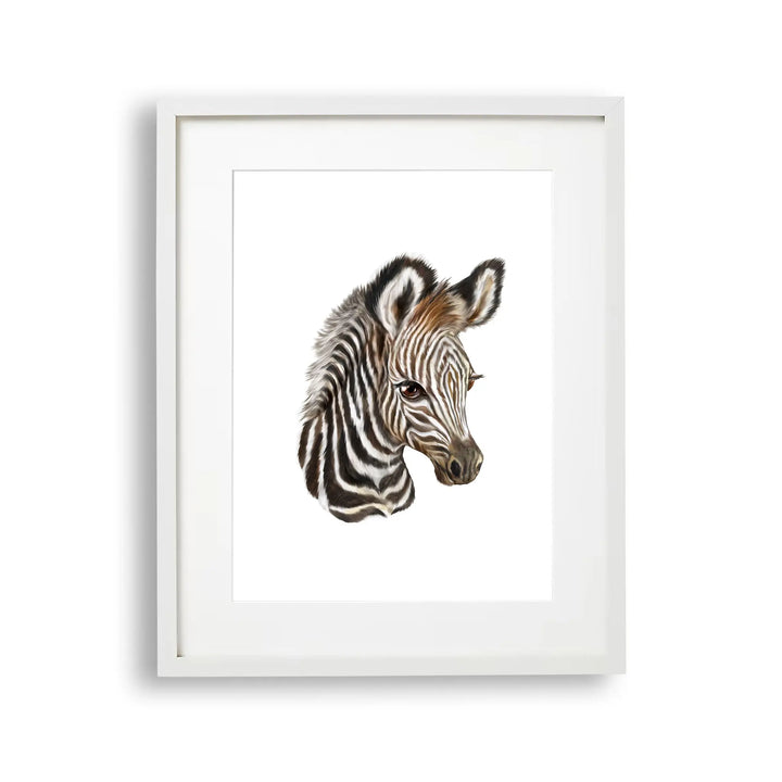 Tablou cu rama pentru copii care ilustreaza un pui de zebra care arata frumusetea si detaliile acestui animal zebra foal