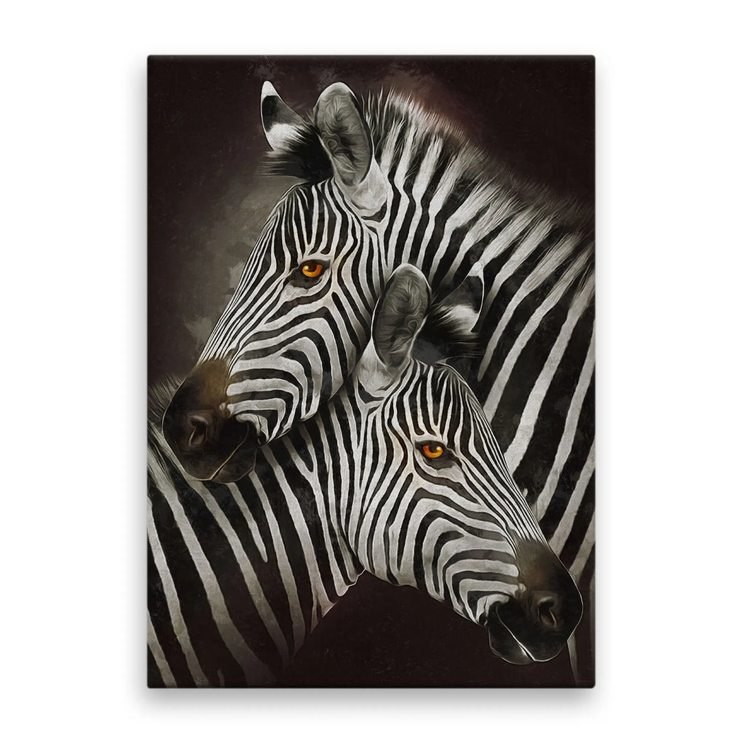 Tablou canvas pentru copii care prezinta doua zebre imbratisate zebras