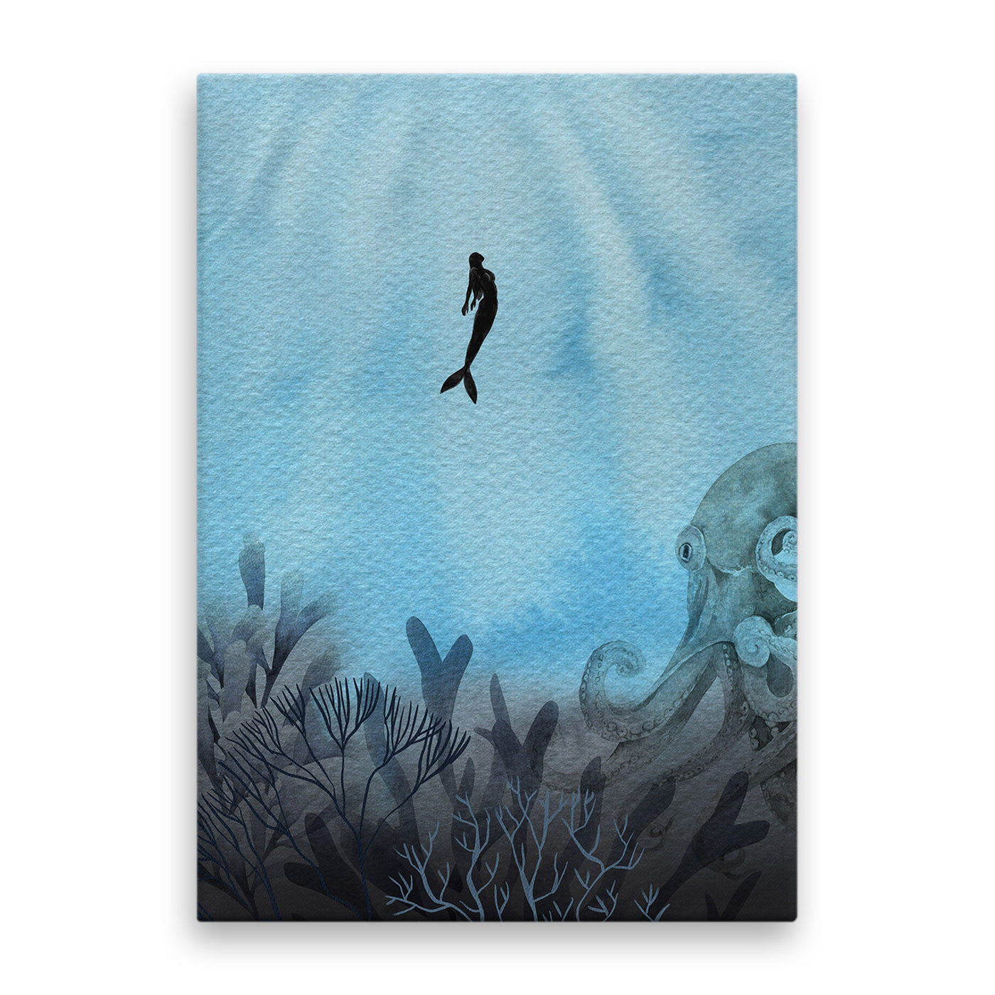 tablou-canvas-pentru-copii-ilustreaza-o-sirena-care-inoata-printre-corali-in-adancul-marii-albastre-creand-o-imagine-plina-de-culoare-si-magie-underwater-magic